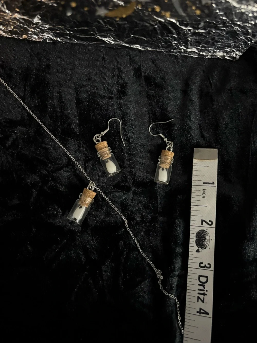 BOTTLED GHOSTS | Glow in the Dark Earrings and Necklace Set